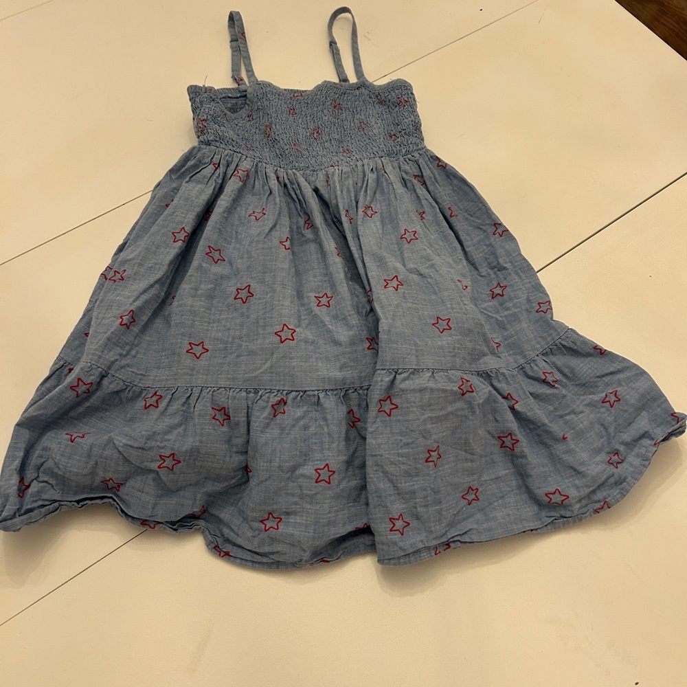Cat & Jack Denim Blue Dress with Red Star Patterns